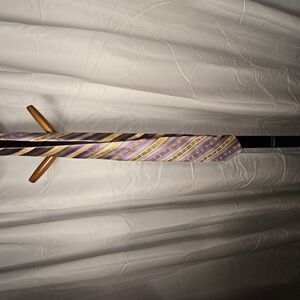 Elegant 100% Silk Purple‎ and Gold Striped Tie
